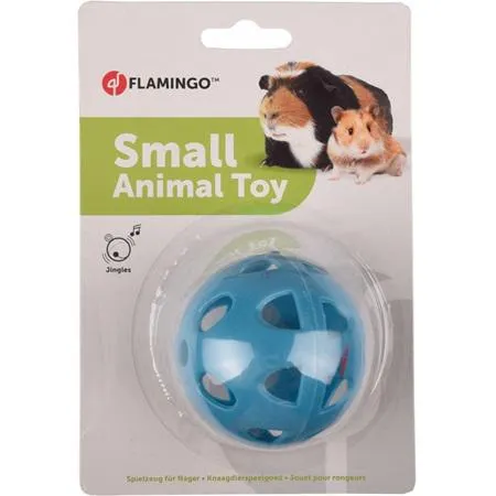 Hračka hlod. plast míček s rolničkou 6,5cm Flamingo