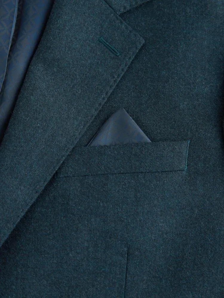 Tmavě modrozelená - Klasicky padnoucí - Značkové flanelové sako z italské vlny kašmíru Blend Zignone