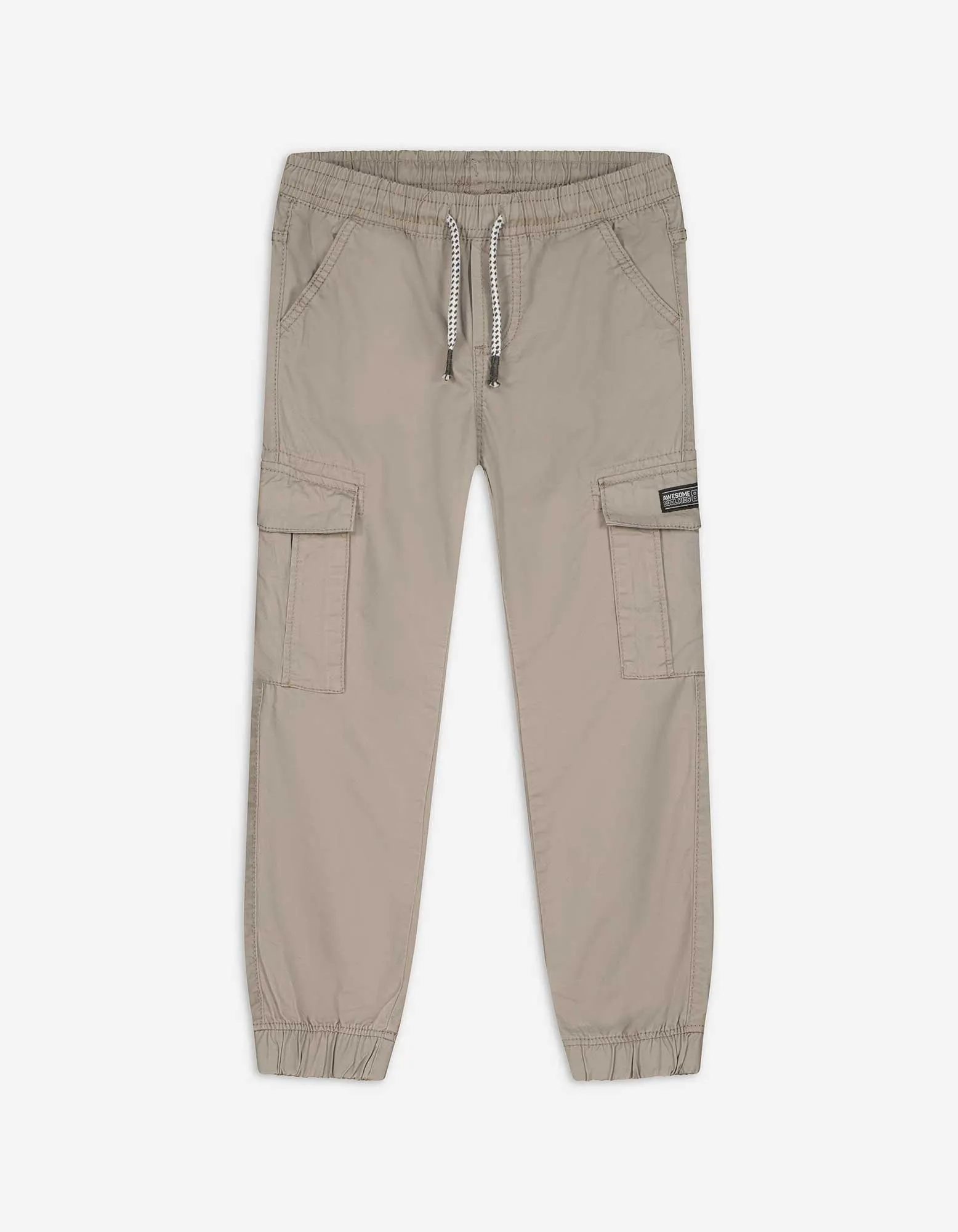 Joggingové kalhoty - Našité kapsy - béžová