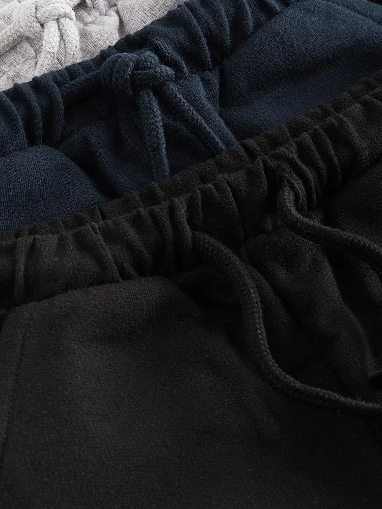 Černá/šedá/tmavomodrá - Sada 3 žerzejových kraťasů ze 100% bavlny (3měsíců -7let)