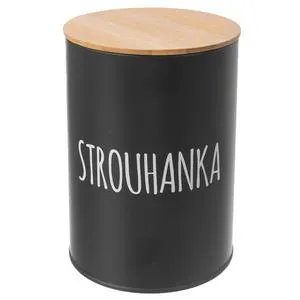 BLACK, černá/bambus Dóza na strouhanku