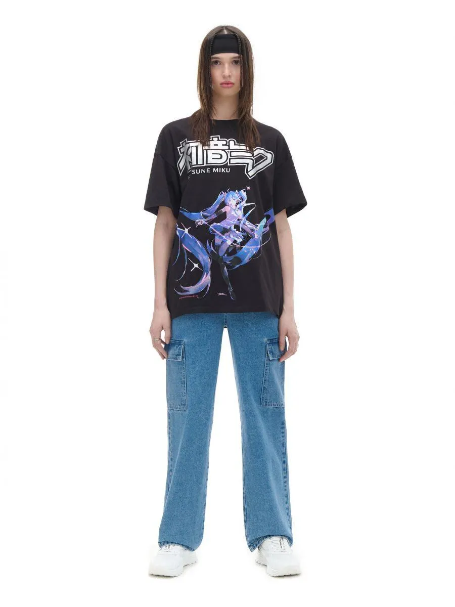 Tričko oversize s potiskem Hatsune Miku