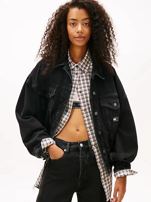 Back Logo Oversized Denim Trucker Jacket