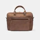 Kožená aktovka na notebook a dokumenty s přední kapsou