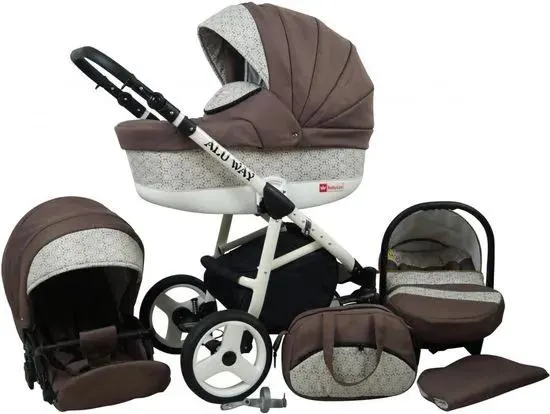 Sun Baby Kočárek Raf-pol Alu way 3v1 s velkou hlubokou 2022 Latte