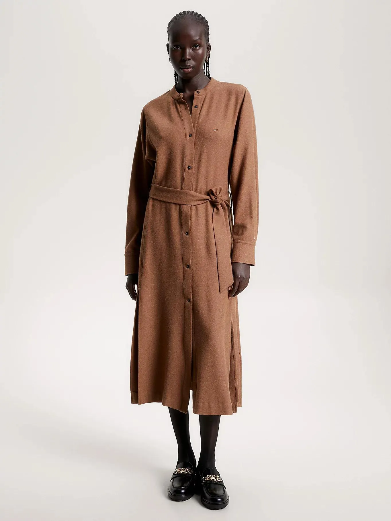Belted Relaxed Midi Shirt Dress