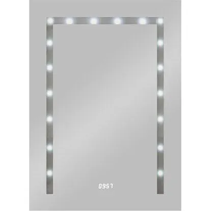 Kristall-Form Osvětlené LED zrcadlo s integrov. hodinami, 70 x 50 cm