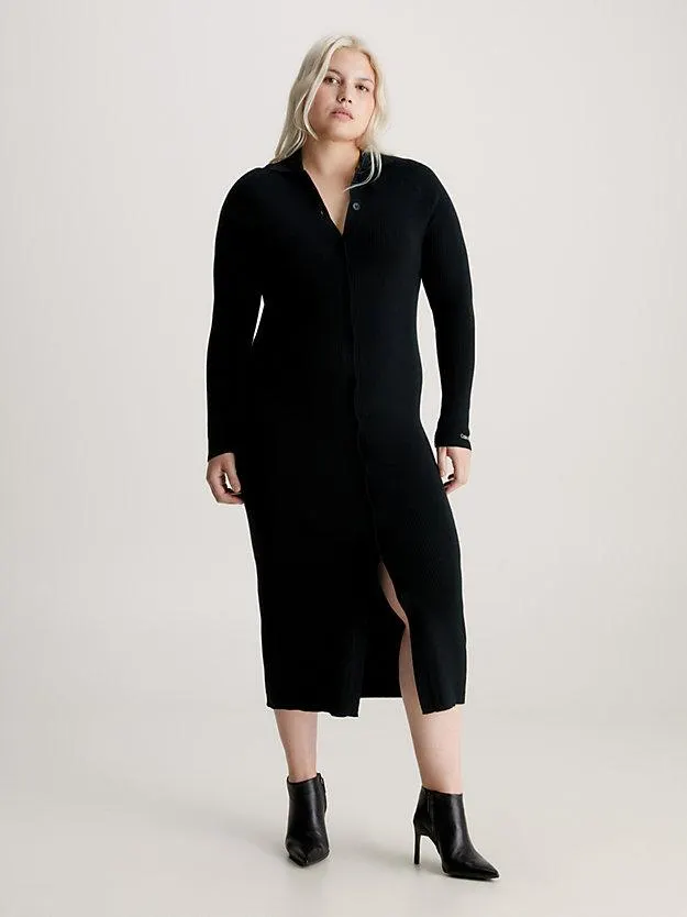 Slim Ribbed Shirt Dress