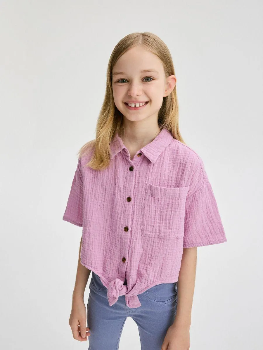 Mušelínová košile se zavazováním