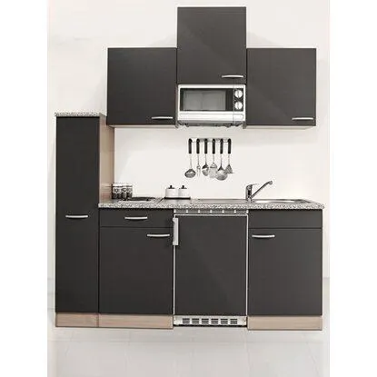 Respekta Kuchyně Gerda šedá/žula 180 cm-nrz.deska, mikrovlnka, lednice