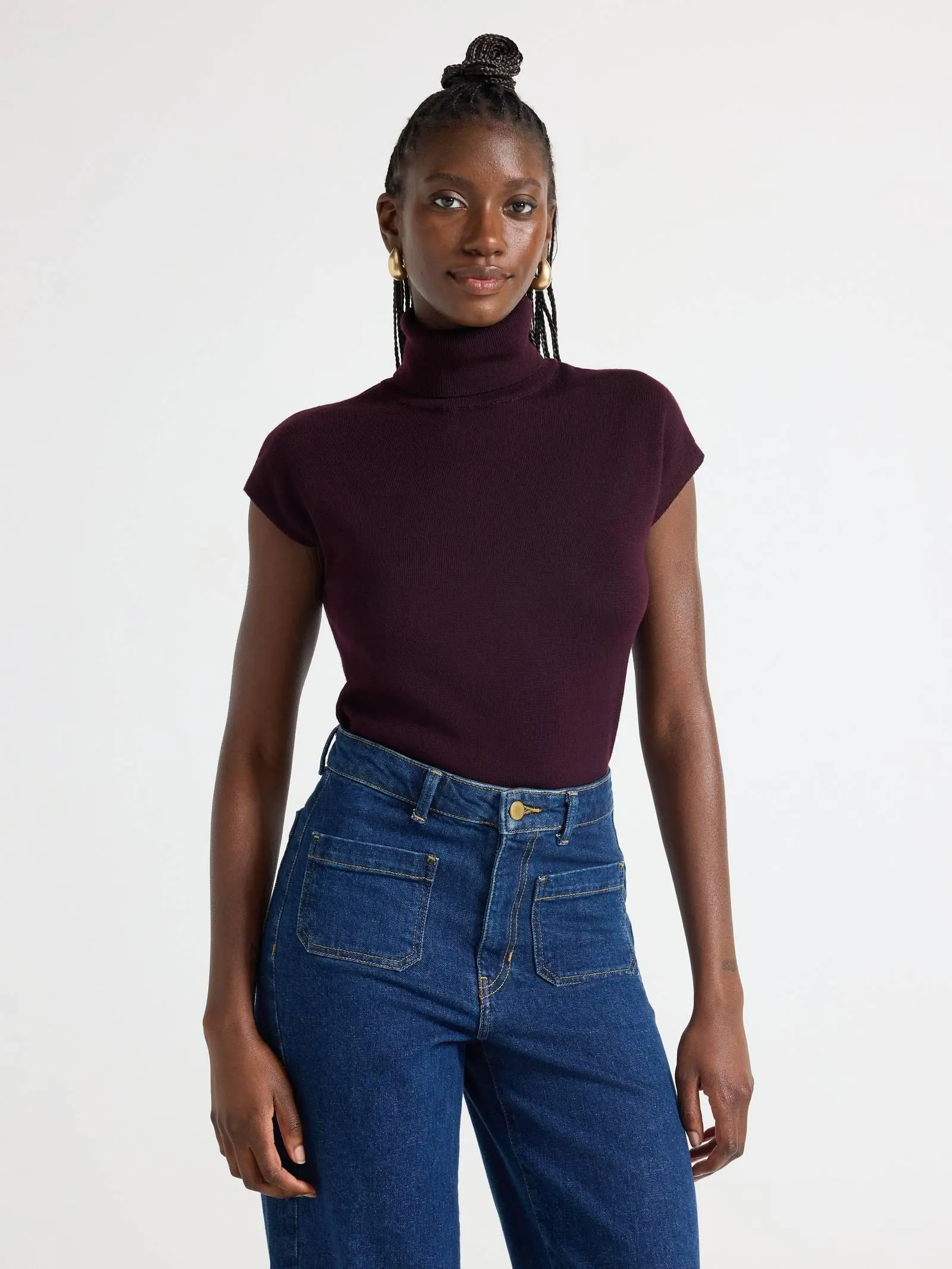 Rolák bez rukávů z vlny merino