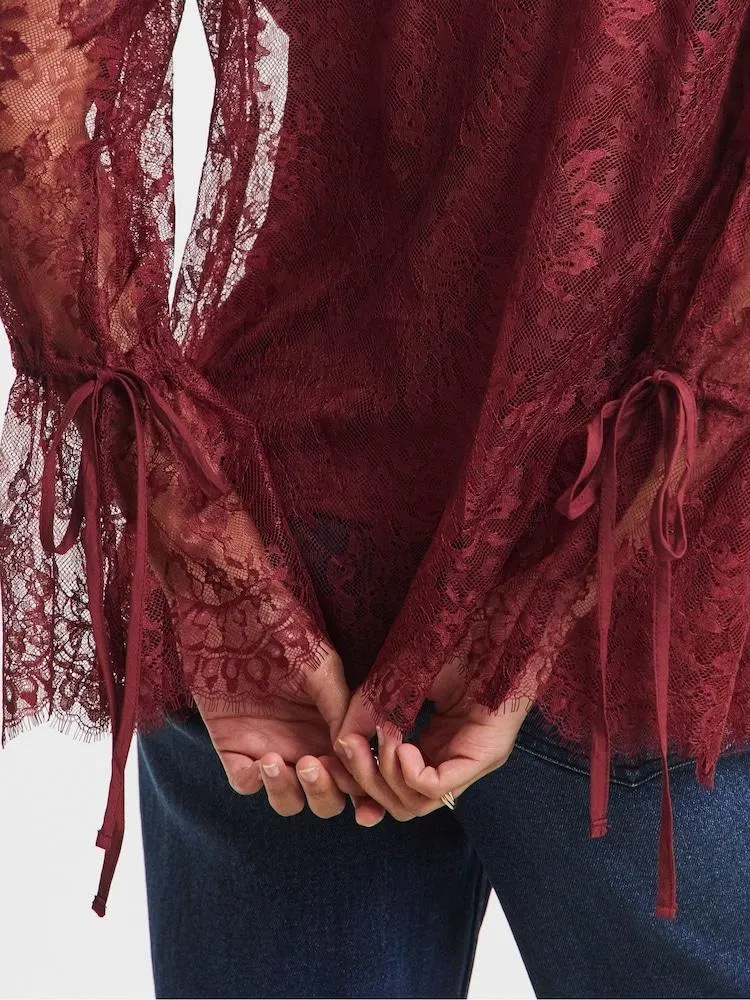 Simply Be krajkový top s rukávy