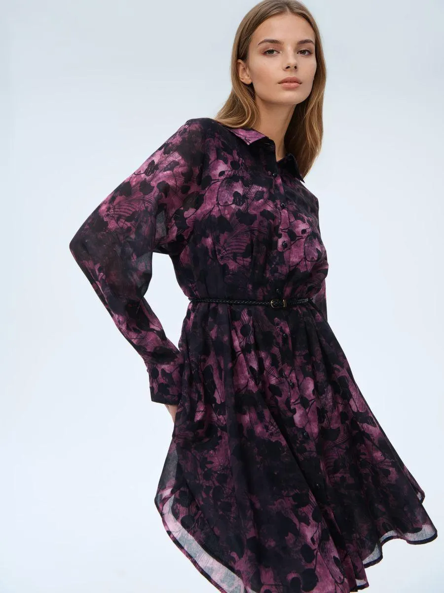 Košilové mini šaty s opaskem