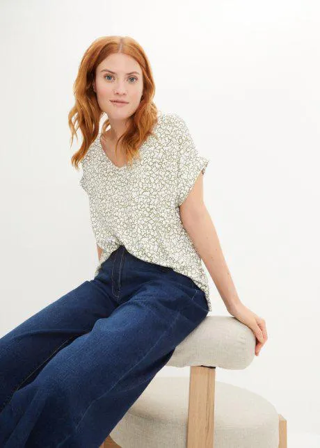 Viskózové triko s výstřihem do V