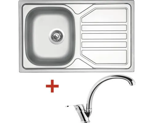 Nerezový dřez s baterií Sinks OKIO 800 V+EVERA 500 x 800 mm OK800VEVCL