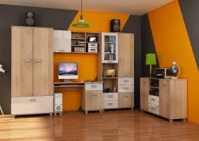 Studentský pokoj KEATING, dub sonoma/bílý lesk , 5 let záruka