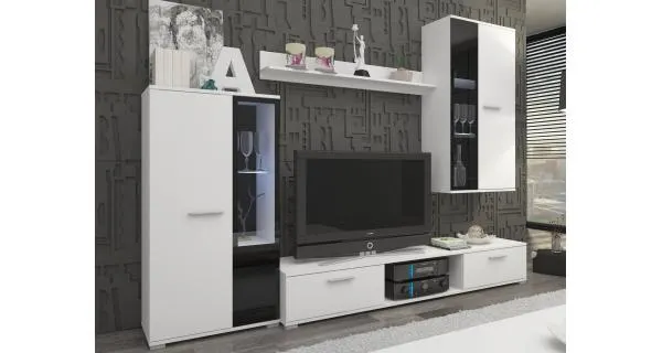 Obývací stěna BRIXTON, bílá Z EXPOZICE PRODEJNY, II. jakost