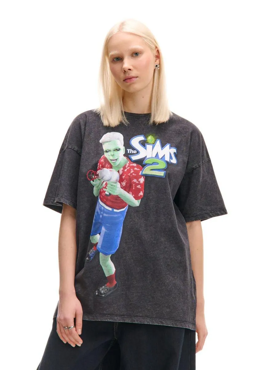 Černé tričko s potiskem The Sims