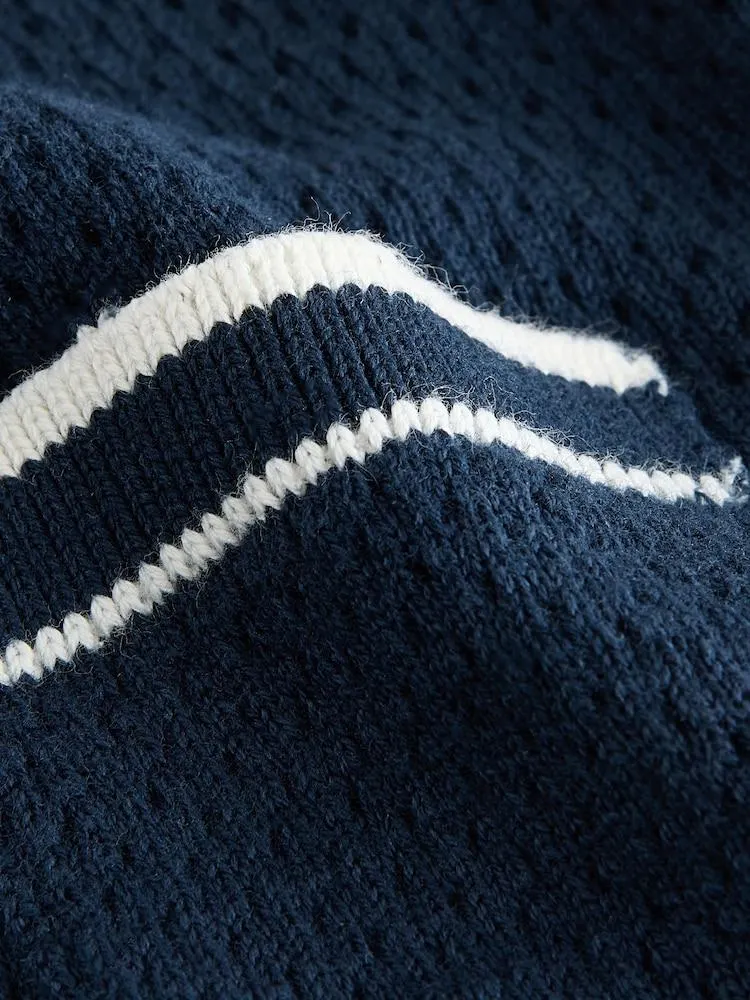 Tmavě modré - Souprava úpletové polokošile s texturovaným rozhalenkovým límcem a kraťasů (3měsíců -10let)