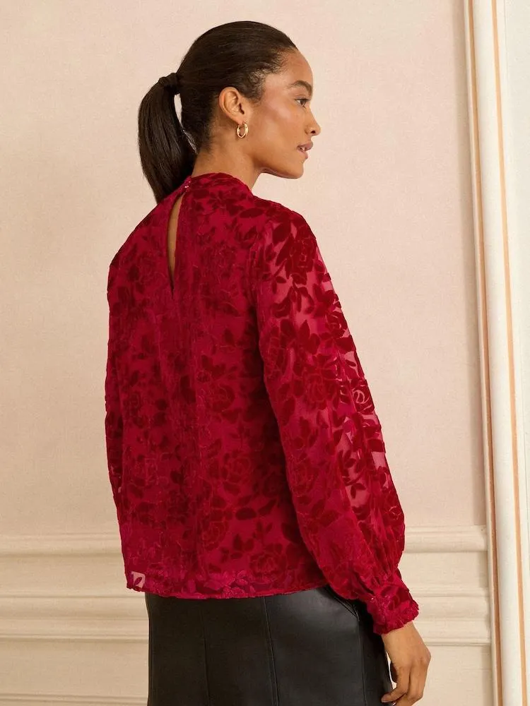 Vypalování Red Velvet - Love & Roses halenka s mašlí a Dlouhý rukáv