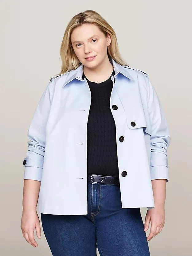 Curve Single Breasted Short Trench Coat