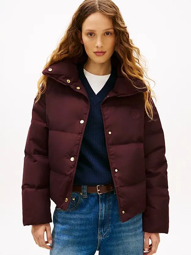 Crest Embroidery Down Puffer Jacket