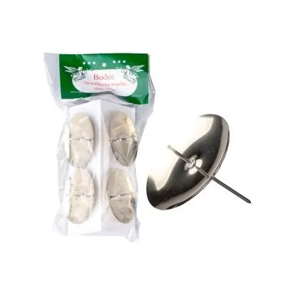 Bodec na svíčku, kovový zlatý, 4 ks, pr. 50 mm