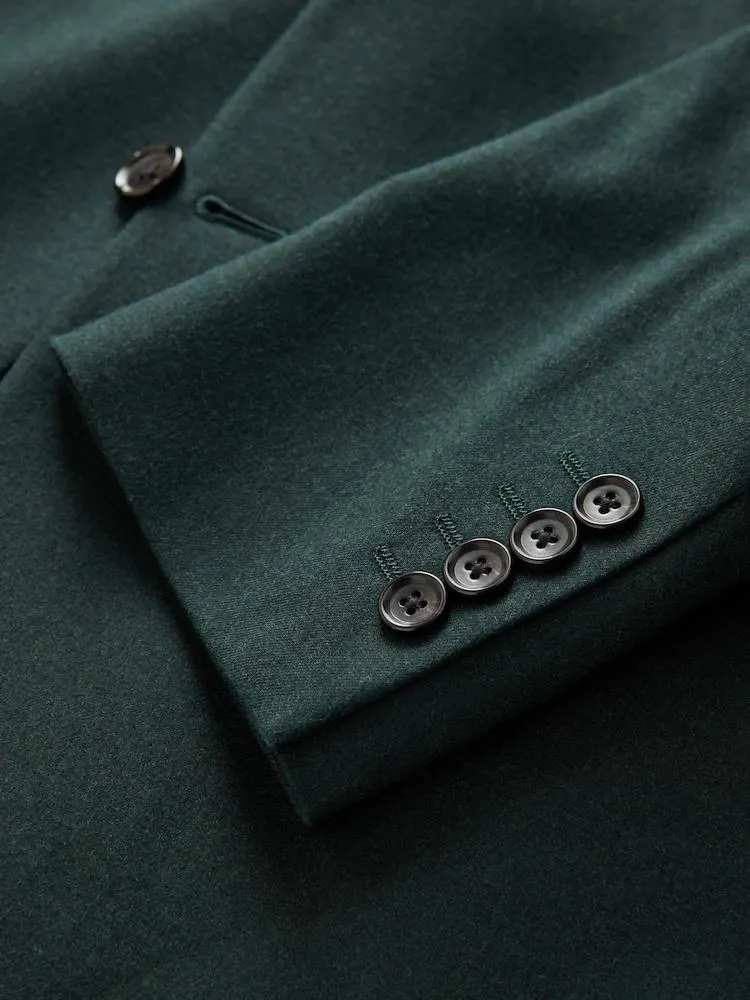 Zelená - Slim Fit Flanelový oblek Bunda