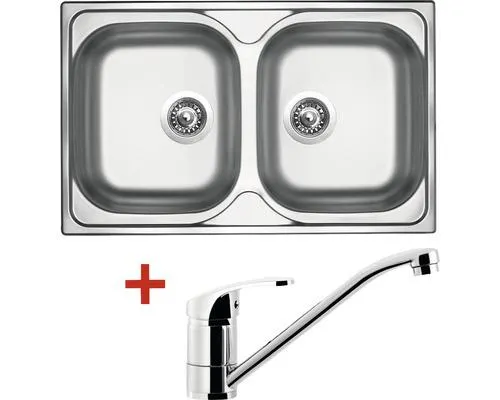 Nerezový dřez s baterií Sinks CLASSIC 800 DUO V+PRONTO 500 x 800 mm CL800VPRCL