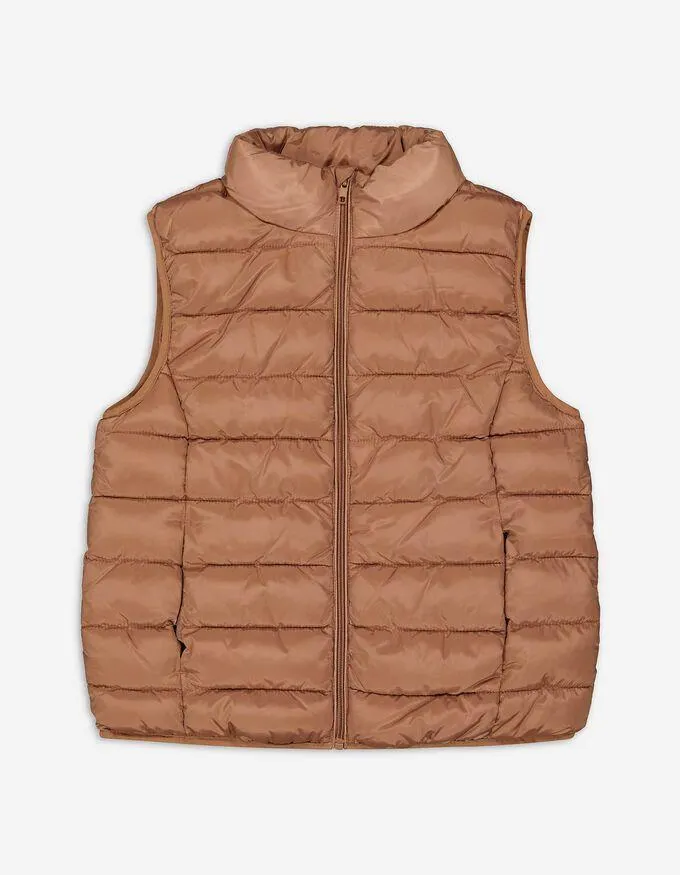 Prošívaná vesta - Stojáček - béžová