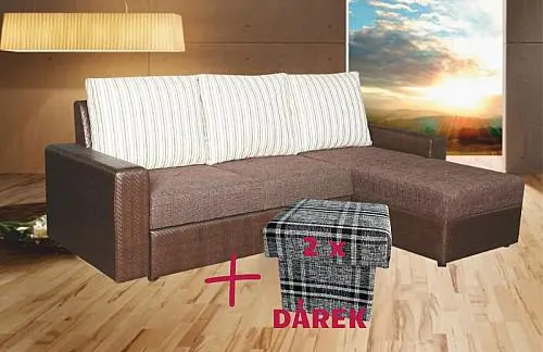 Sedací souprava GALILEO + DÁREK 2x taburet eco hn/režná hn