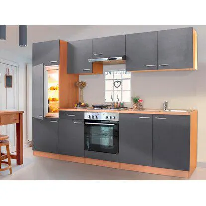 Respekta Kuchyně Gerda šedá/buk 270 cm-bez el. přístrojů