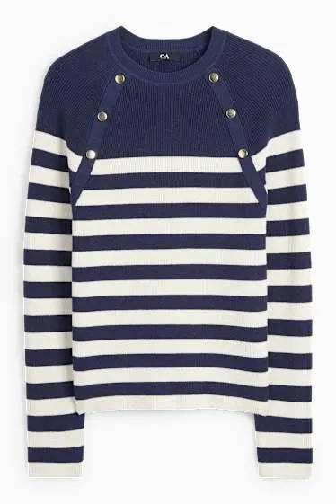 Svetr - žebrovaný - s pruhovaným vzorem