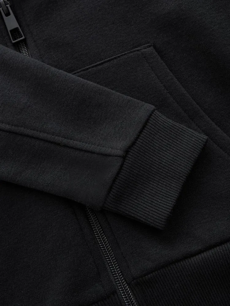 Černý - Obyčejná mikina s kapucí na zip (3-16let)