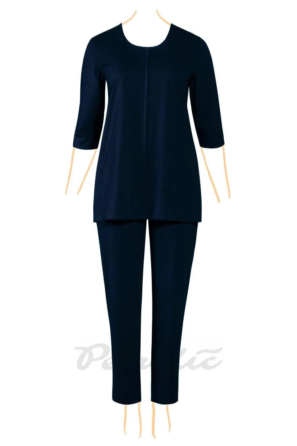 Domácí komplet halenka SIMON tm. modrá + kalhoty tm. modrá