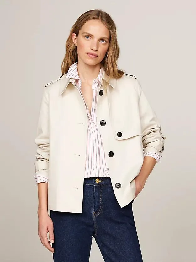 Single Breasted Short Trench Coat