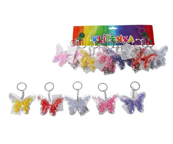 Klíčenka s glitrem - Motýl