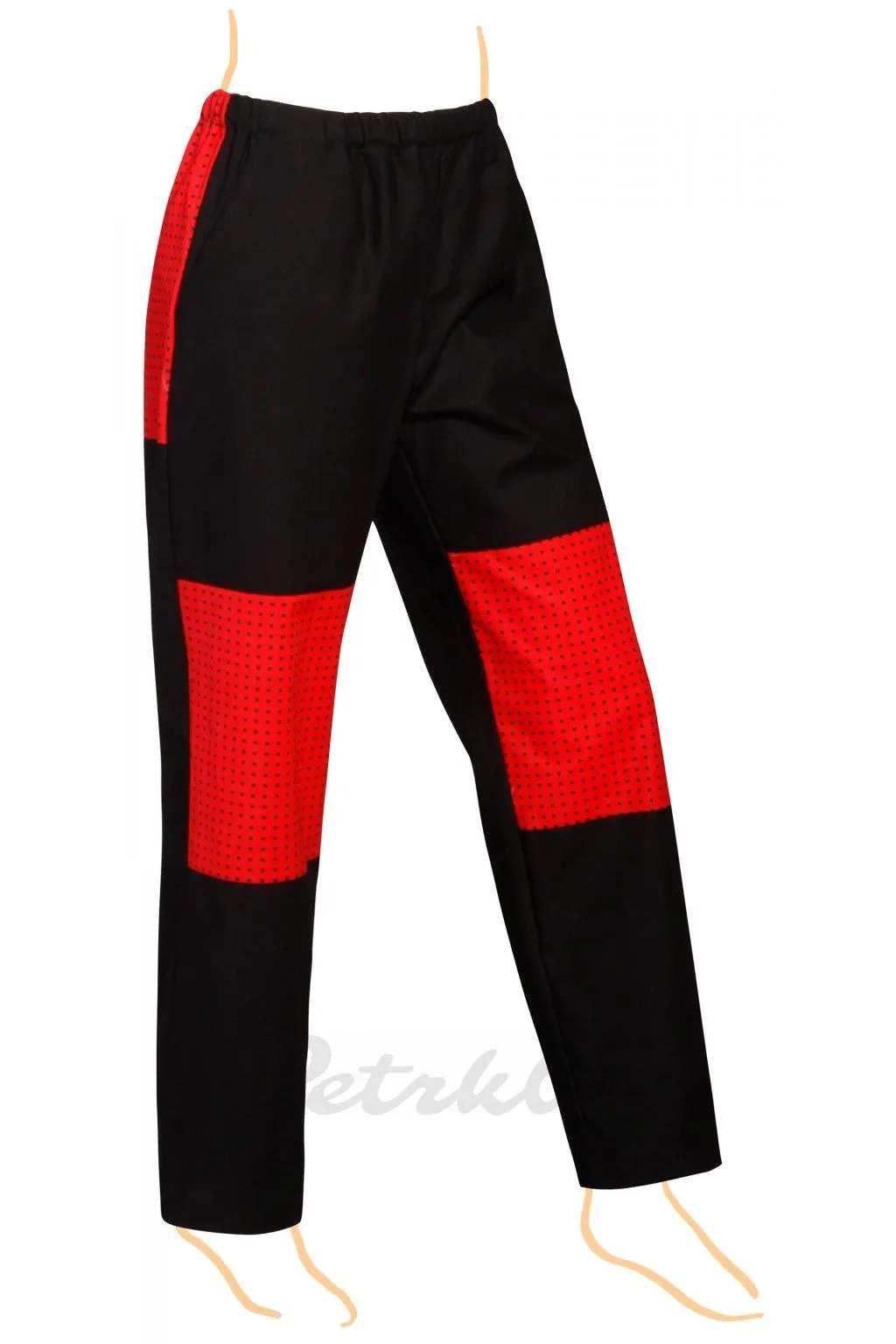KOMBI černá s červenou pánské domácí kalhoty - domáky