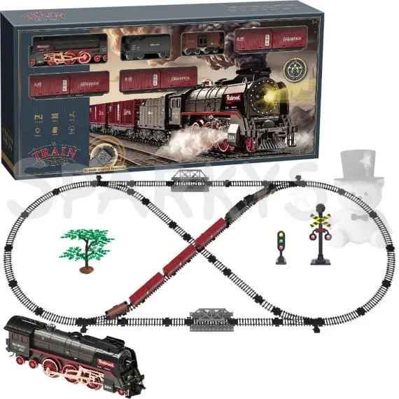 SET Elektrická vláčkodráha - Parní lokomotiva s kouřem, světlem a zvukem na baterie