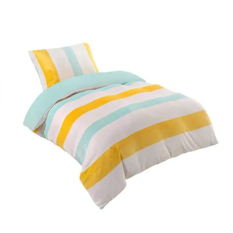 Povlečení mikroflanel Anita aqua-yellow 140x200 cm