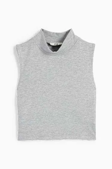 Krátký top - žebrovaný - s třpytivým efektem