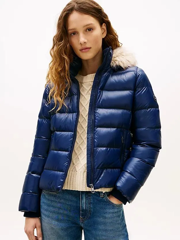 Shiny Water Repellent Down Hooded Jacket