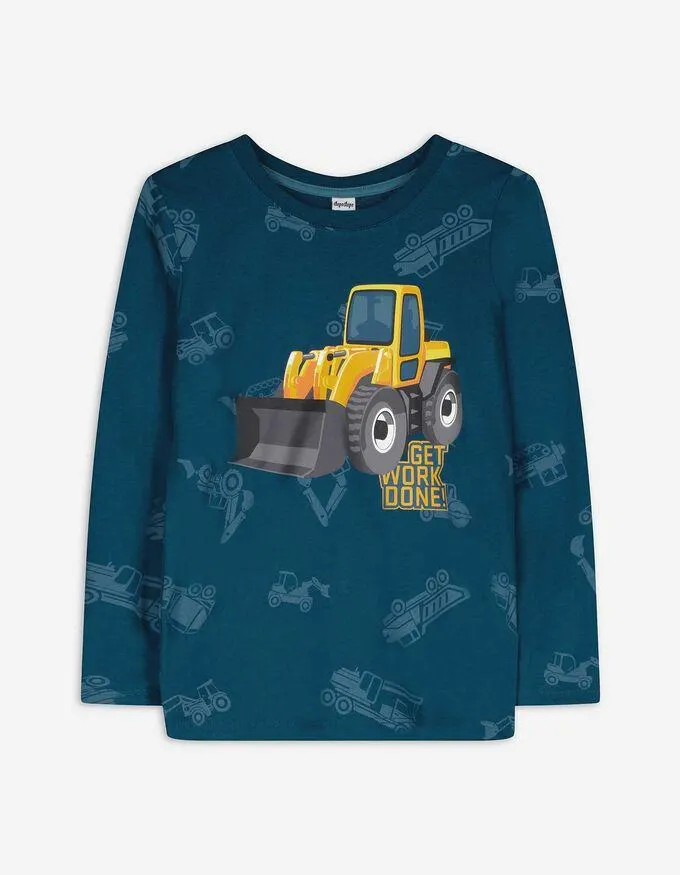 Tričko s dlouhým rukávem - Potisk - tmave modra