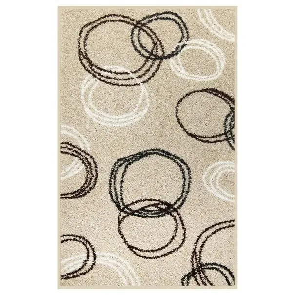 Koberec LOTTO 11 béžová s kruhovými vzory, 133x190 cm