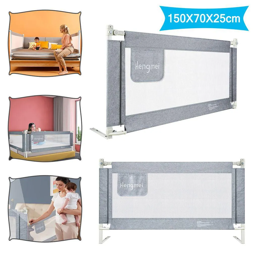 UISEBRT 150cm Bed Guard Cot Rail Výškově nastavitelná dětská postýlka Rail Fall Out Protection pro kojence a děti