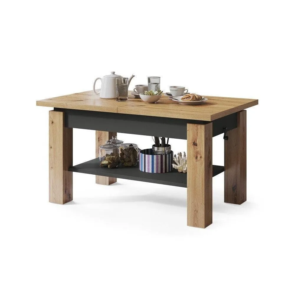 Konferenční stolek rozkládací Indra (dub artisan, antracit)