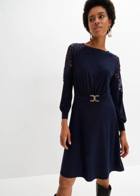 Žerzejové šaty s krajkou