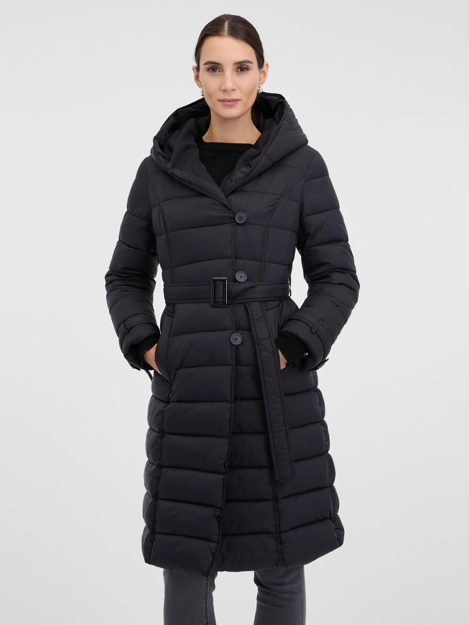 Černý dámský prošívaný kabát ORSAY