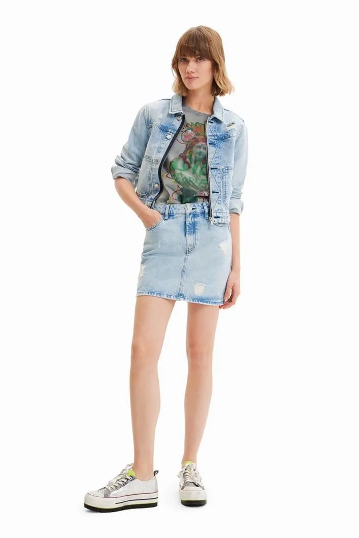 sukně Desigual Gizem denim light wash
