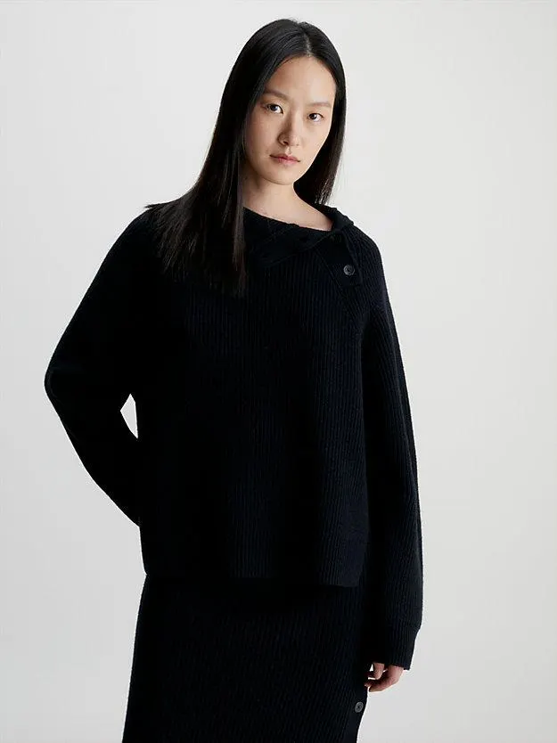 Relaxed Button Neck Jumper